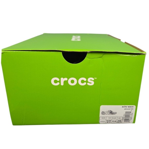 Crocs Echo Wave‎ Clog M10 W12 Almond Tint Beige Tan Unisex Sandals Slip On New
